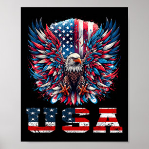 Patriotic Eagle Usa Flag Design Graphic Poster