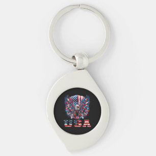 Patriotic Eagle USA Flag Key Ring