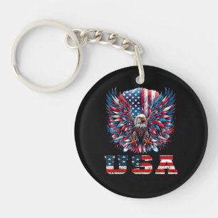 Patriotic Eagle USA Flag Key Ring