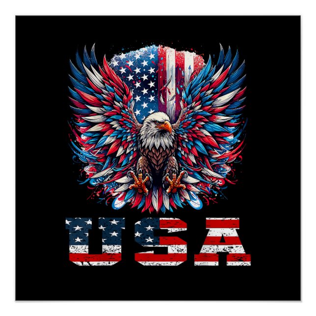 Patriotic Eagle USA Flag Poster (Front)