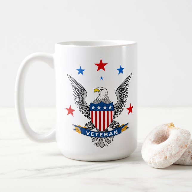 Patriotic Eagle Veteran Coffee Mug (With Donut)