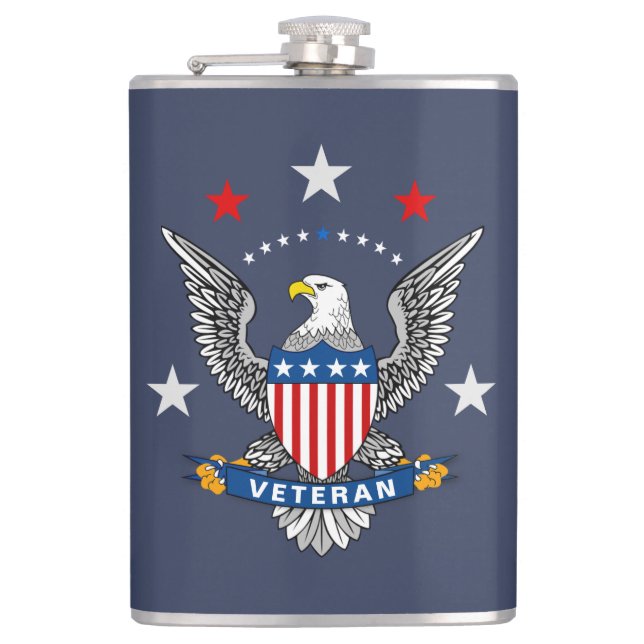 Patriotic Eagle Veteran Hip Flask (Front)