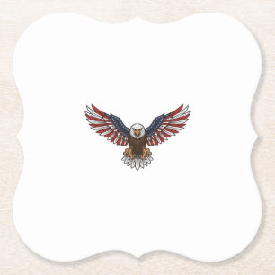 Patriotic Eagle Vintage Engraving Vector Design_1 Paper Coaster