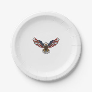 Patriotic Eagle Vintage Engraving Vector Design_1 Paper Plate