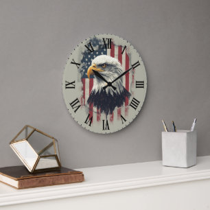 Patriotic Eagle Wall Clock USA Decor