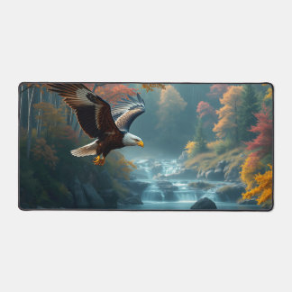 Patriotic Eagle Waterfalls Colourful Autumn Foliag Desk Mat