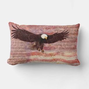 Patriotic Eagle We the People Decoupage Lumbar Cushion
