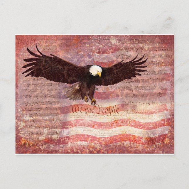 Patriotic Eagle We the People Decoupage Postcard (Front)