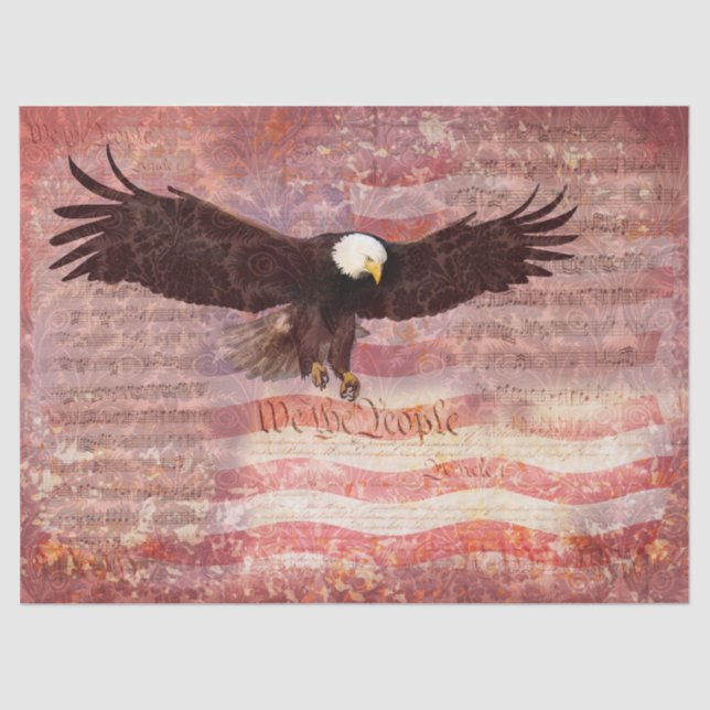 Patriotic Eagle We the People Decoupage Tissue Paper (Front)