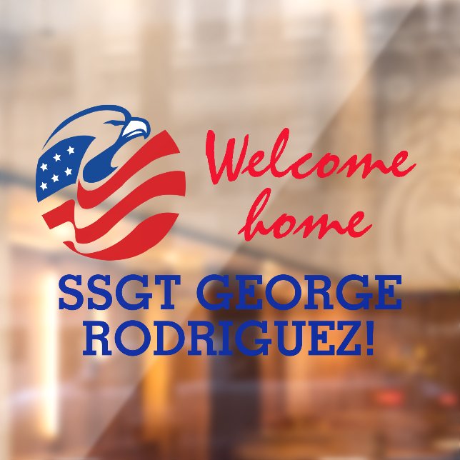 Patriotic Eagle Welcome Home Military Member  Wind Window Cling (Sheet 2)