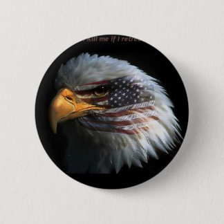 Patriotic Eagle with flag background 6 Cm Round Badge