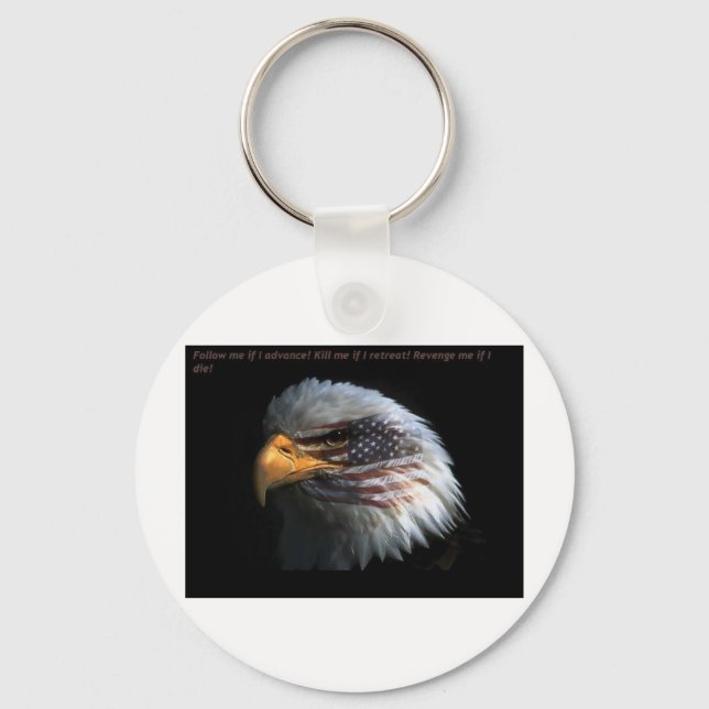 Patriotic Eagle with flag background Key Ring (Front)