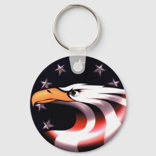 Patriotic Eagle with Stars and Stripes Keychain