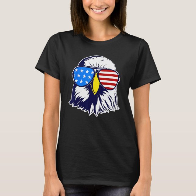 Patriotic Eagle with Sunglasses Fourth Of July Men T-Shirt (Front)