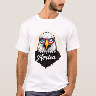 Patriotic Eagle with Sunglasses - Merica Pride Art T-Shirt