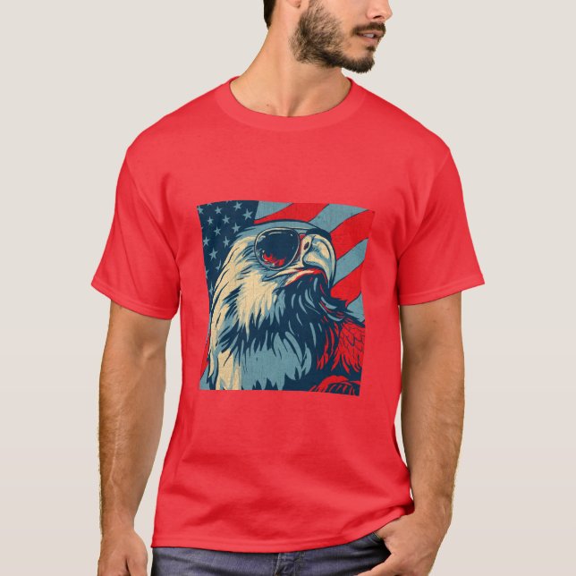"Patriotic Eagle with Sunglasses T-Shirt" T-Shirt (Front)