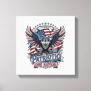 Patriotic Eagle Wolf Hybrid Animal Hybrid Patrioti Canvas Print