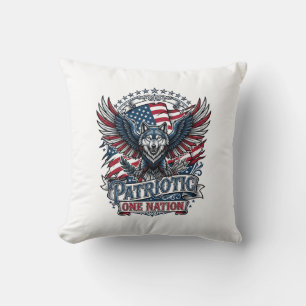 Patriotic Eagle Wolf Hybrid Animal Hybrid Patrioti Cushion