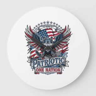 Patriotic Eagle Wolf Hybrid Animal Hybrid Patrioti Large Clock