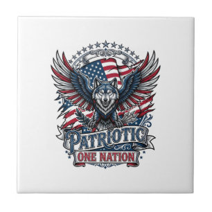 Patriotic Eagle Wolf Hybrid Animal Hybrid Patrioti Tile