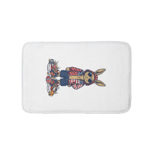 Patriotic Easter Bunny Vintage Vector Shirt_1 Bath Mat