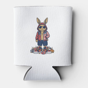 Patriotic Easter Bunny Vintage Vector Shirt_1 Can Cooler