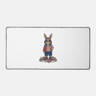 Patriotic Easter Bunny Vintage Vector Shirt_1 Desk Mat