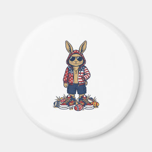 Patriotic Easter Bunny Vintage Vector Shirt_1 Magnet