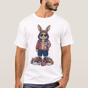 Patriotic Easter Bunny Vintage Vector Shirt_1 T-Shirt