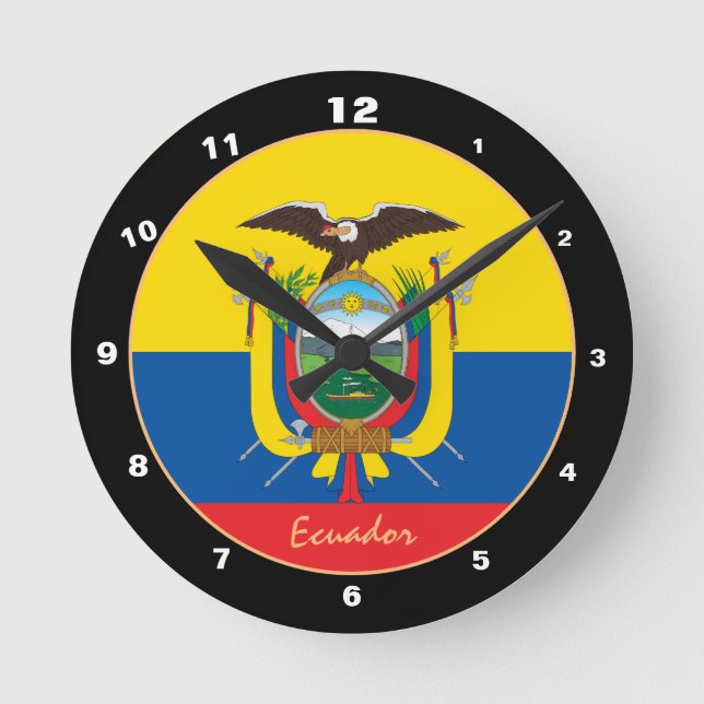 Patriotic Ecuador Flag, Ecuador Home / design Round Clock (Front)