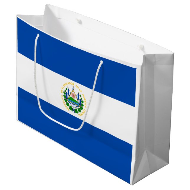 Patriotic El Salvador Flag Large Gift Bag (Front Angled)