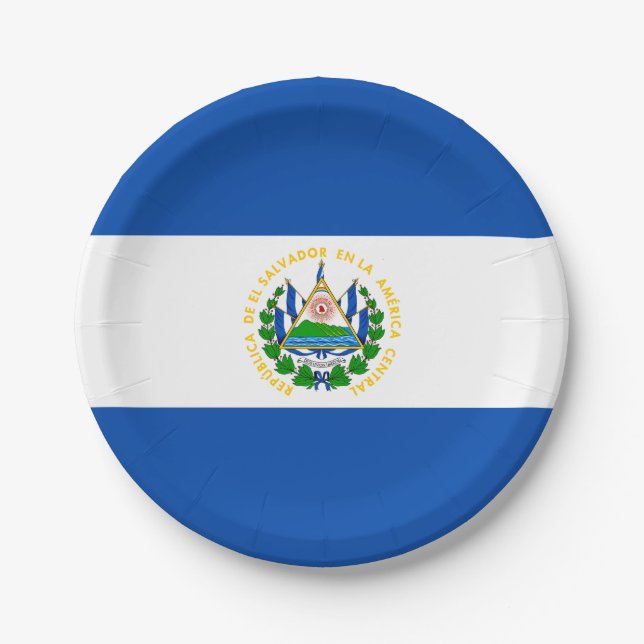 Patriotic El Salvador Flag Paper Plate (Front)