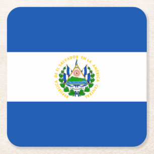 Patriotic El Salvador Flag Square Paper Coaster
