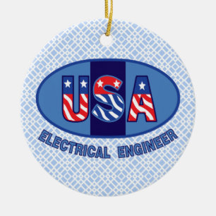 Patriotic Electrical Engineer Ceramic Tree Decoration