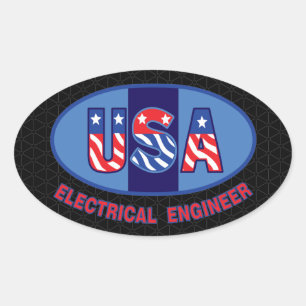 Patriotic Electrical Engineer Oval Sticker