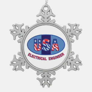 Patriotic Electrical Engineer Snowflake Pewter Christmas Ornament