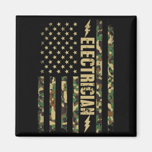 Patriotic electrician american flag camouflage 4th magnet