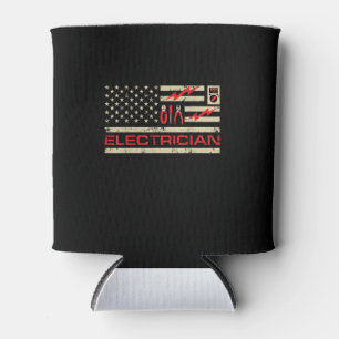 Patriotic Electrician American Flag Christmas Fars Can Cooler