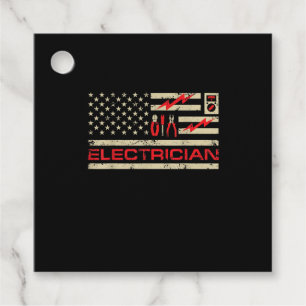 Patriotic Electrician American Flag Christmas Fars Favour Tags