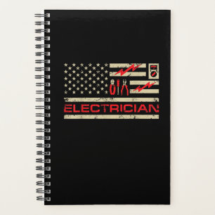 Patriotic Electrician American Flag Christmas Fars Planner