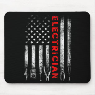 Patriotic Electrician American Flag Fathers Day  Mouse Mat