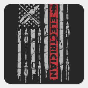 Patriotic Electrician American Flag Fathers Day Square Sticker