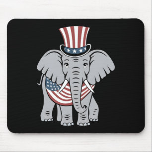 Patriotic Elephant 4th Of July Usa Independence Da Mouse Mat