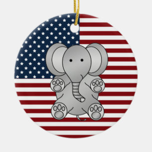 Patriotic elephant ceramic tree decoration