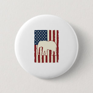 Patriotic Elephant Flag Vintage Vector Design_1 6 Cm Round Badge