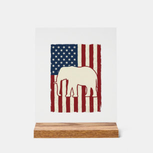 Patriotic Elephant Flag Vintage Vector Design_1 Acrylic Sign