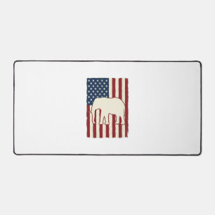 Patriotic Elephant Flag Vintage Vector Design_1 Desk Mat