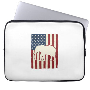 Patriotic Elephant Flag Vintage Vector Design_1 Laptop Sleeve