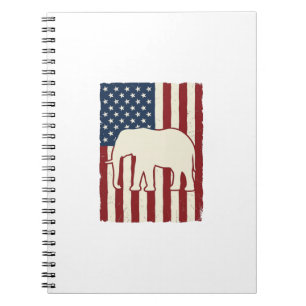 Patriotic Elephant Flag Vintage Vector Design_1 Notebook