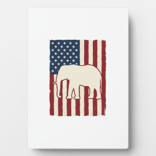 Patriotic Elephant Flag Vintage Vector Design_1 Plaque